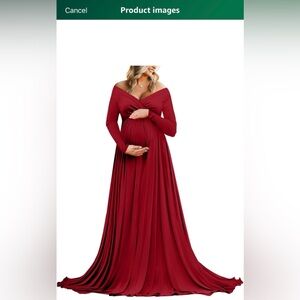 Elegant Long Sleeve Maternity Dress in Deep Red
